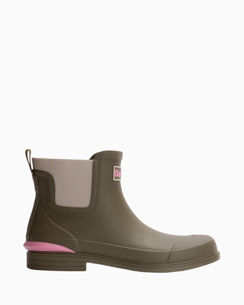 Barbour Abbeyfield packable ankle wellingtons olive back view – Áines Boutique