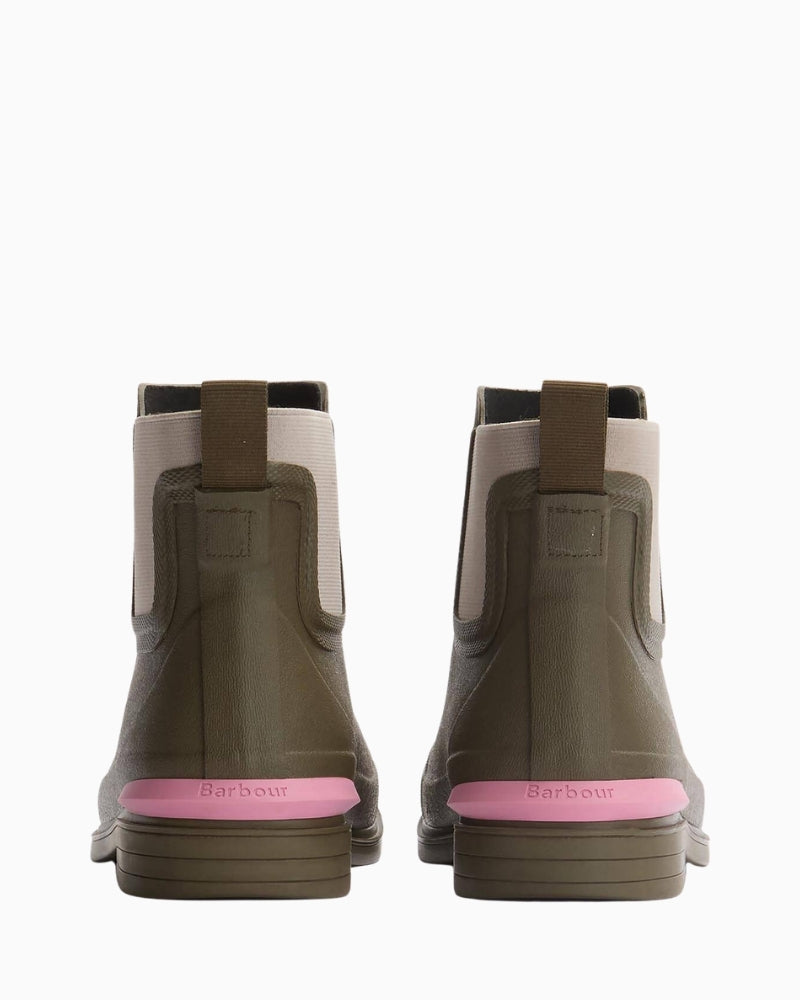 Barbour Abbeyfield packable ankle wellingtons olive side view – Áines Boutique