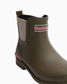 Close-up of Barbour Abbeyfield logo detail – Áines Boutique