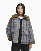 Barbour Carnforth tartan casual jacket grey front view – Áines Boutique