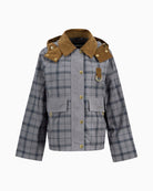 Barbour Carnforth tartan casual jacket grey on white background front view – Áines Boutique