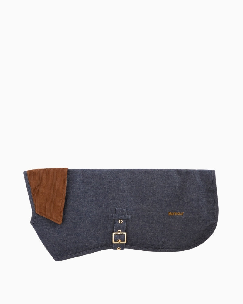 Barbour denim dry wax dog coat front view – Áines Boutique