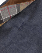 Barbour denim dry wax dog coat fastening detail – Áines Boutique