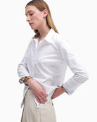 Barbour Derwent Long-Sleeved Shirt white side view – Áines Boutique