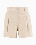 Barbour Fern pleated shorts beige product front on white background – Áines Boutique