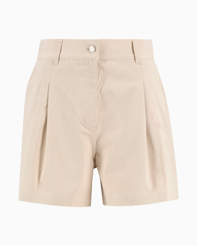 Barbour Fern pleated shorts beige product front on white background – Áines Boutique