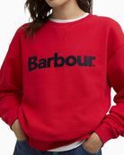 Barbour Hartland sweatshirt logo chest detail close-up – Áines Boutique