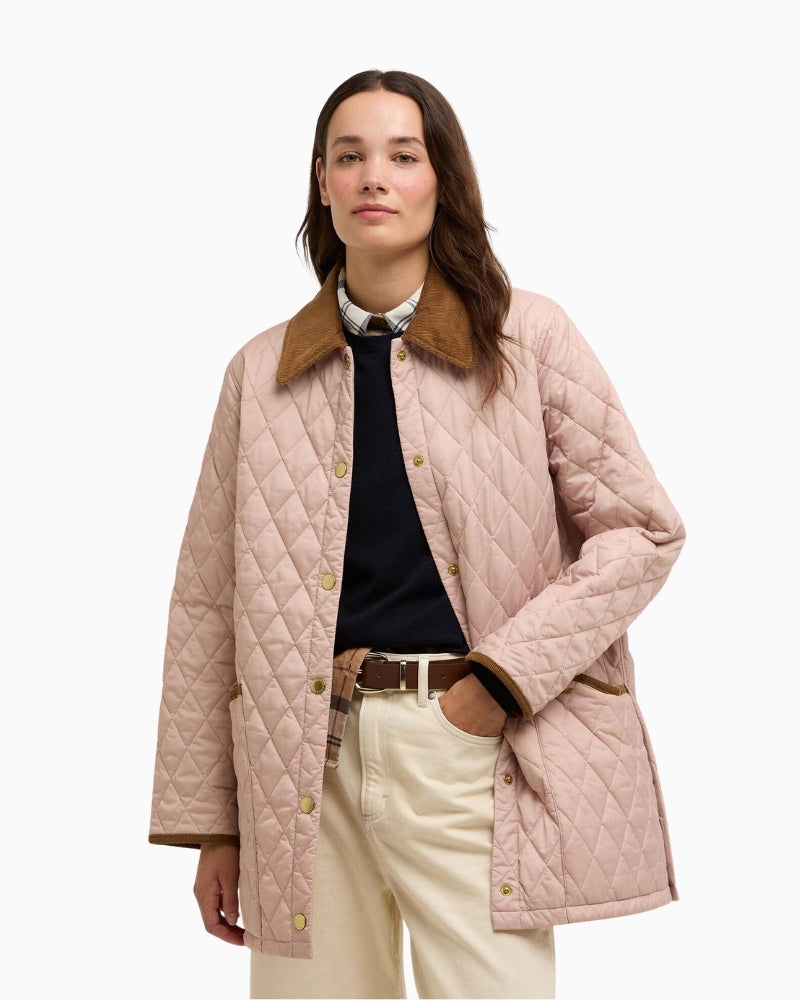 Barbour Modern Liddesdale quilted jacket pink front view – Áines Boutique