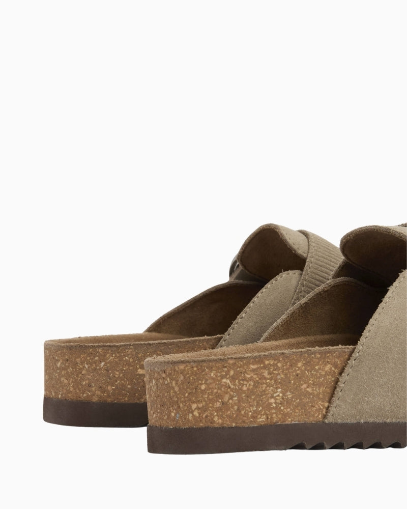 Barbour Kyra suede closed-toe mules beige sole detail – Áines Boutique