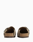 Barbour Kyra suede closed-toe mules beige back view – Áines Boutique