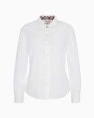 Barbour white slim fit shirt with tartan detail on collar and elbow patches