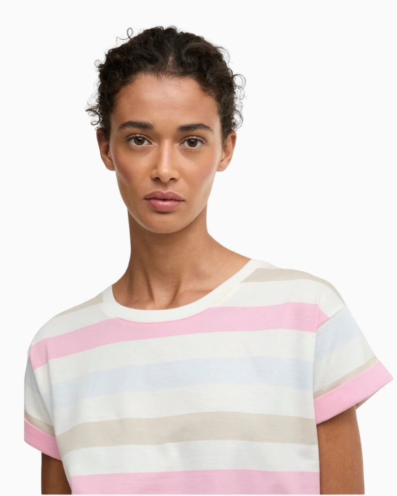 Barbour Lyndale striped cotton top close-up stripe fabric detail – Áines Boutique