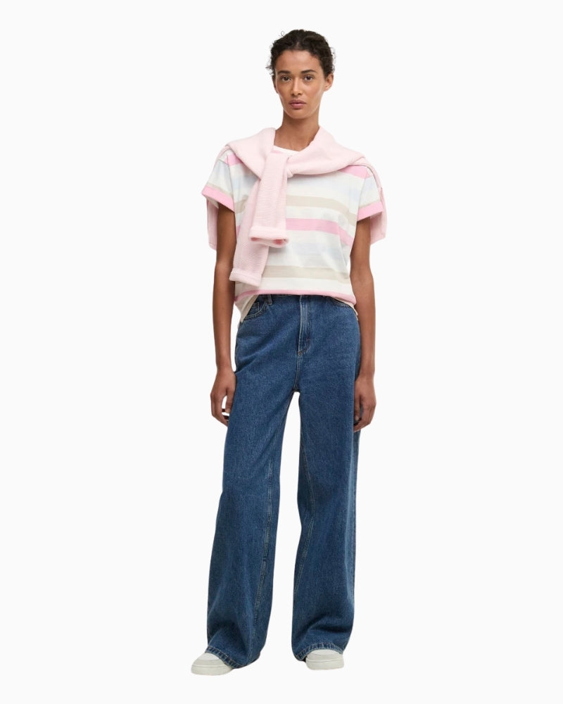 Barbour Lyndale striped cotton top front view woman wearing – Áines Boutique