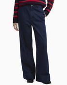 Barbour Maia wide leg jeans indigo, woman wearing front view – Áines Boutique