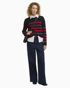 Barbour Maia wide leg jeans indigo, woman wearing front view – Áines Boutique