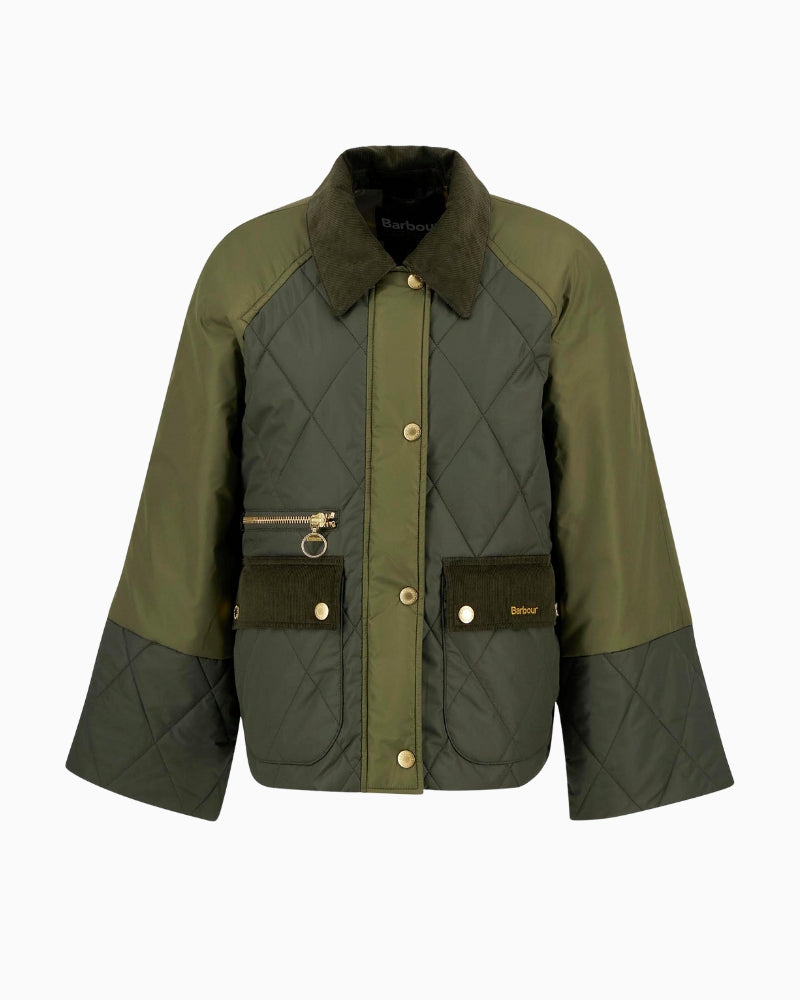 Barbour Martha quilted jacket for women in black with four-inch diamond stitching