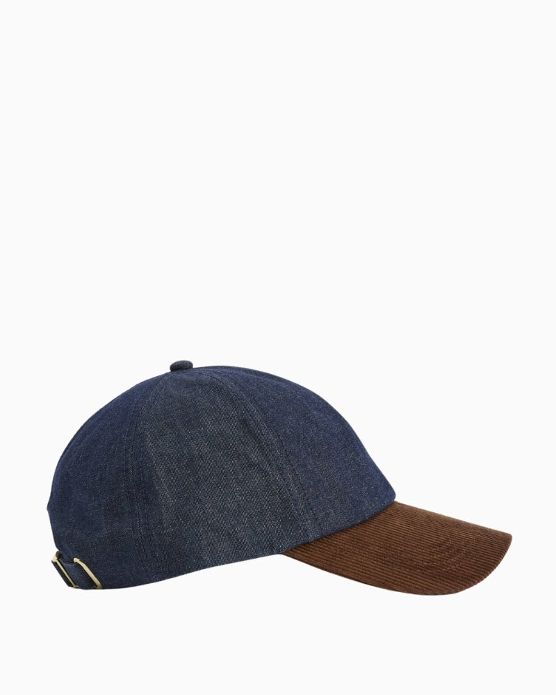 Barbour Mya denim cap side view – Áines Boutique