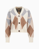 Barbour Silvia cardigan in neutral tri-colour diamond wool blend