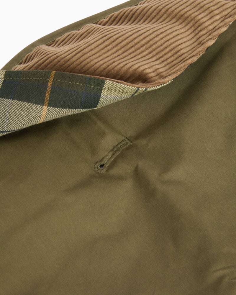 Close-up of Barbour Transport tartan lining detail – Áines Boutique