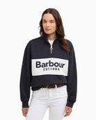 Barbour Zaria quarter zip jumper navy front view – Áines Boutique