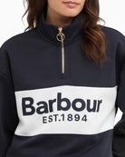 Close-up of Barbour Zaria branded zip pull detail – Áines Boutique