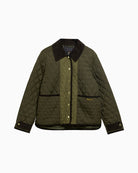 Barbour Ainsdale Patchwork Quilted Jacket in Olive patchwork quilting detail