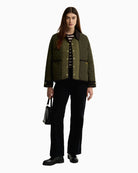 Barbour Ainsdale Patchwork Quilted Jacket in Olive styled view