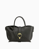 Barbour Alder Mini Leather Tote Bag in Black front view
