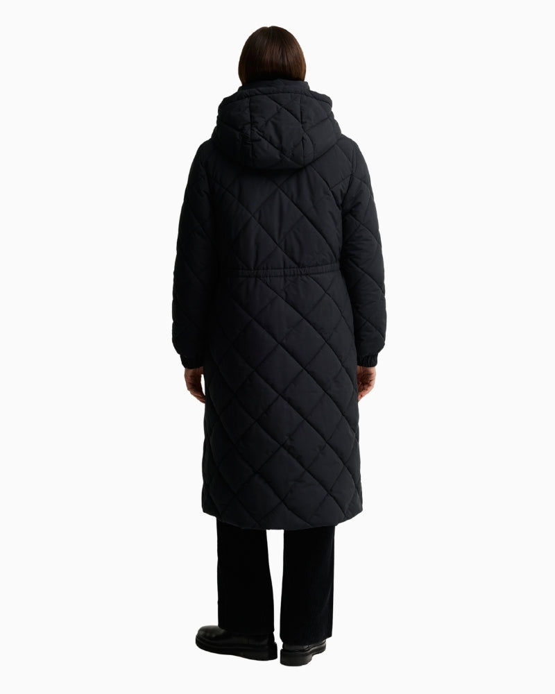 Barbour Alverstone Puffer Jacket black hood back view detail