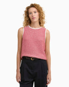 Barbour Amanda knitted vest red, front detail view – Áines Boutique