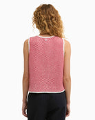 Barbour Amanda knitted vest red, back view – Áines Boutique
