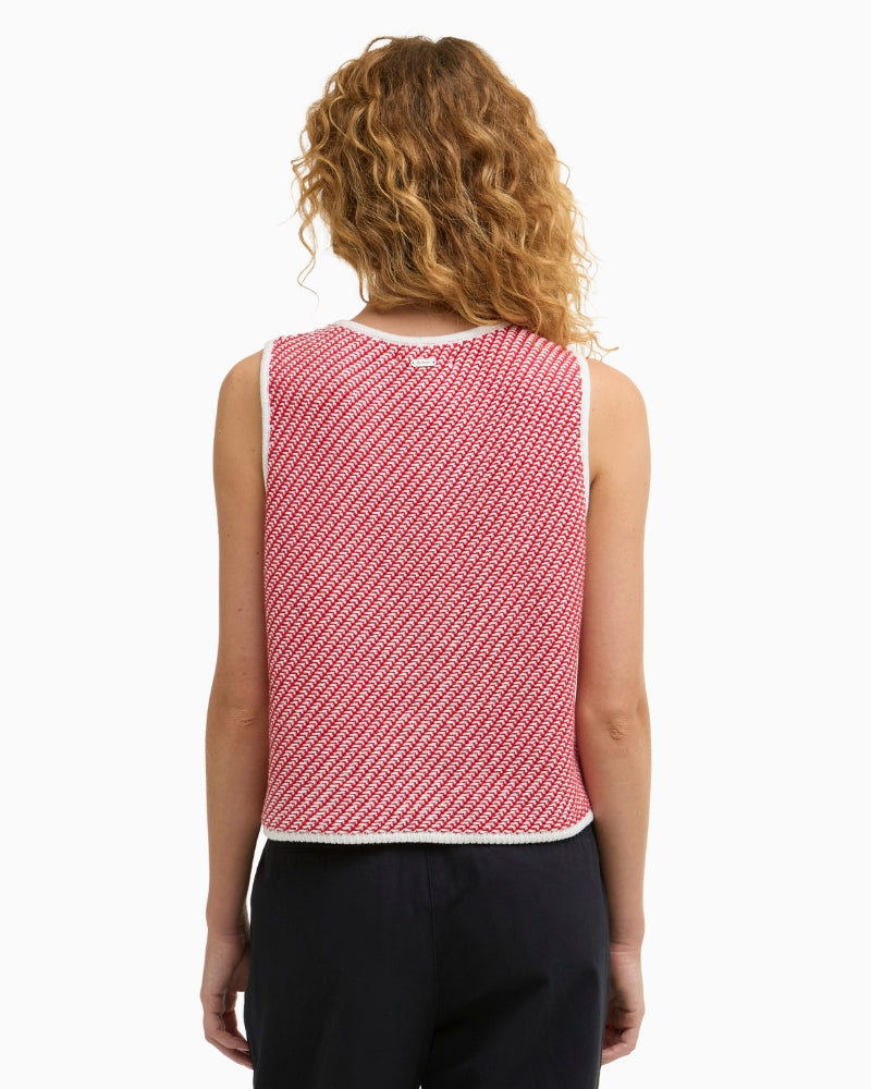 Barbour Amanda knitted vest red, back view – Áines Boutique