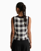 Barbour Amaya Check Knitted Vest in Brown/Cream back view