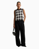 Barbour Amaya Check Knitted Vest in Brown/Cream styled view