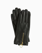 Barbour Arlene Leather Gloves in Black front view