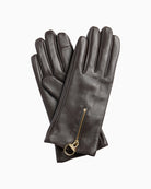 Barbour Arlene Leather Gloves in Brown front view