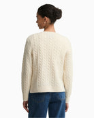 Barbour Ashdown Cable Knit Jumper Cream back view