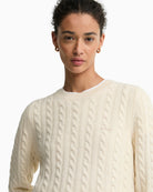 Barbour Ashdown Cable Knit Jumper Cream crew neck