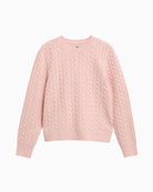 Barbour Ashdown Cable Knit Jumper Pale Pink front view