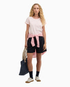 Woman wearing Barbour Bede T-shirt pink casual outfit – Áines Boutique
