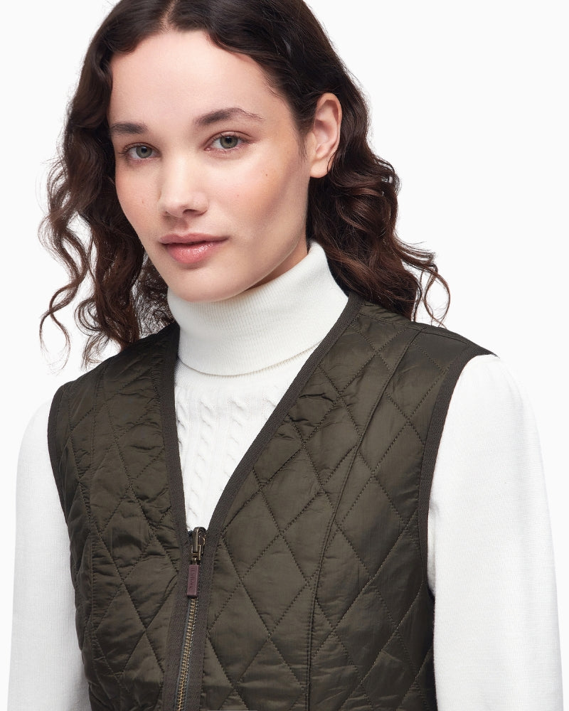 Zipped Barbour gilet with YKK zip – olive colour