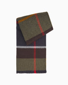 Barbour Blair tartan scarf folded navy green tan check