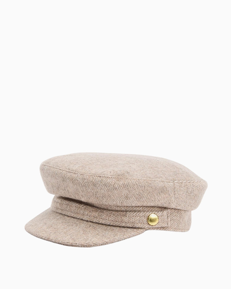 Angled view of Barbour Bothal Bakerboy Cap showing full shape and peak