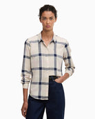 Barbour Bredon check shirt beige pink, front detail view – Áines Boutique