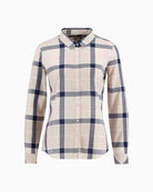 Barbour Bredon check shirt beige pink, flat lay front view – Áines Boutique