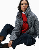 Barbour Bronwyn check showerproof jacket navy check pattern detail – Áines Boutique