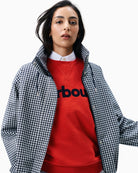 Barbour Bronwyn check showerproof jacket navy unzipped  view – Áines Boutique