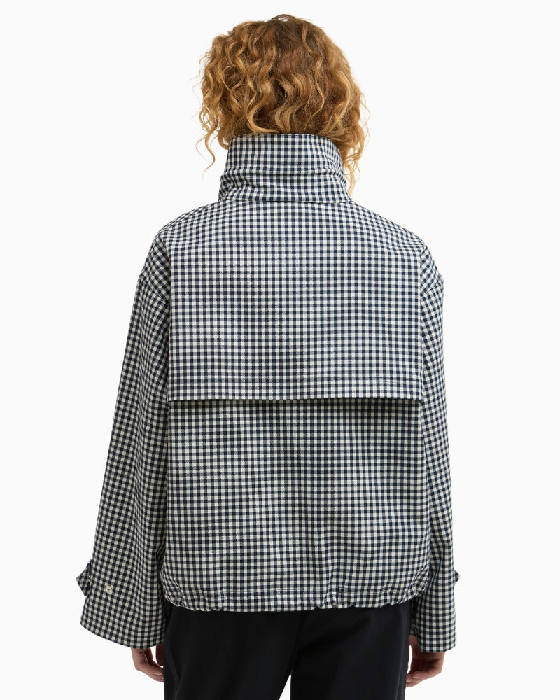 Barbour Bronwyn check showerproof jacket navy back view – Áines Boutique