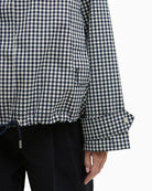 Barbour Bronwyn check showerproof jacket navy cuff detail – Áines Boutique