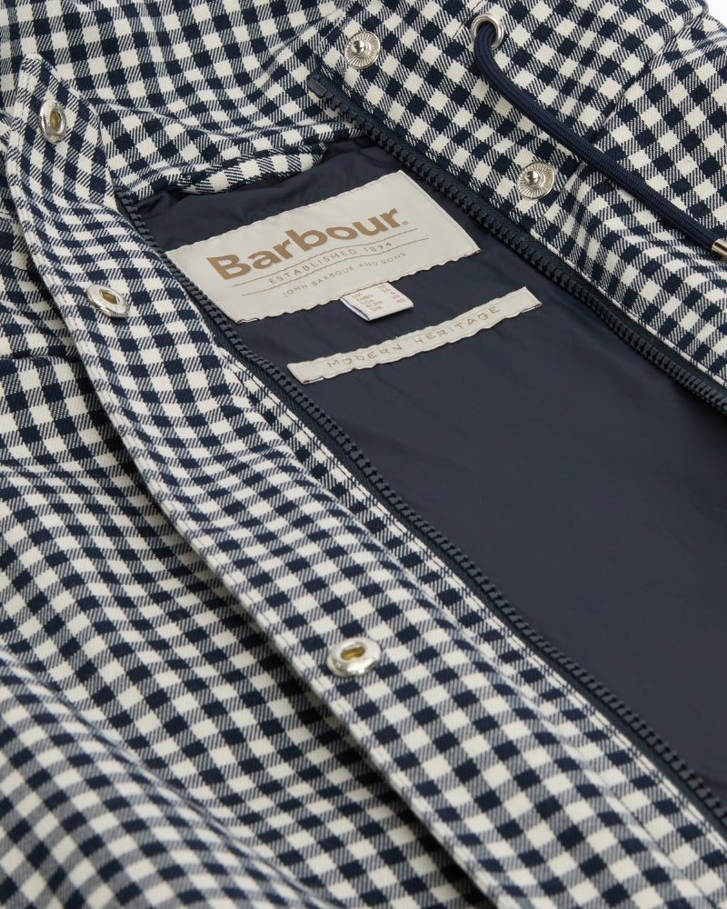 Barbour Bronwyn check showerproof jacket navy inner detail – Áines Boutique
